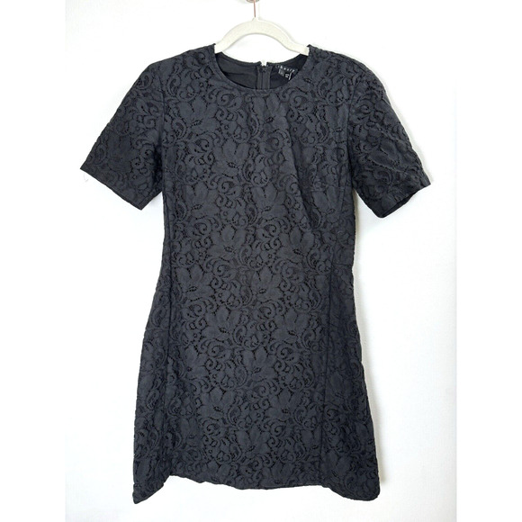 Theory Floral Lace Preppy Twee Coquette Demure Emo Goth Fit & Flare Mini Dress 4 - Picture 1 of 8